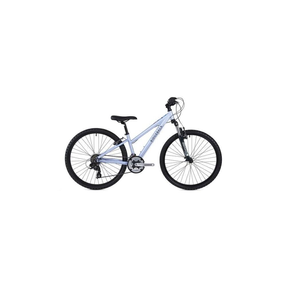 Ridgeback Serenity lightweight child mountain bike with 150-165cm frame, black and red design, suitable for kids riding off-road trails.