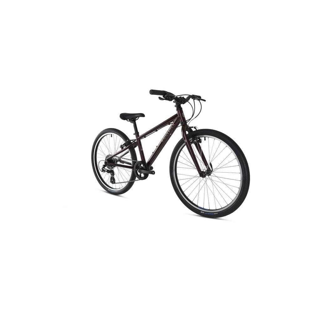 Ridgeback Dimension 24 kids' bike with 7-speed Shimano gears, suitable for children 140-150cm tall, blue frame and training wheels.