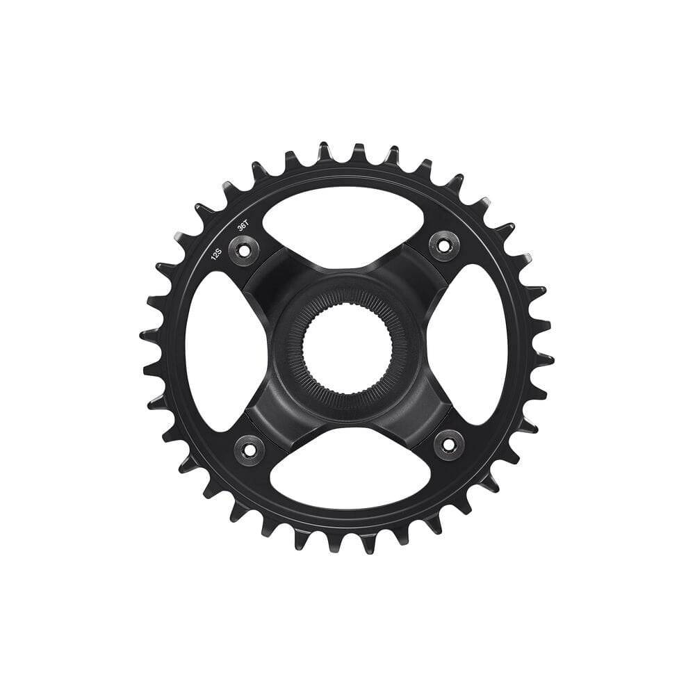 Shimano STEPS SM-CRE80-12-B 12-speed 36T single chainring with 55mm chain line, component for e-bike drivetrain, no guard included.