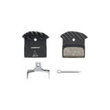 Shimano J05A-RF resin disc brake pads with alloy back and cooling fins for 2-piston calipers, component bike braking system