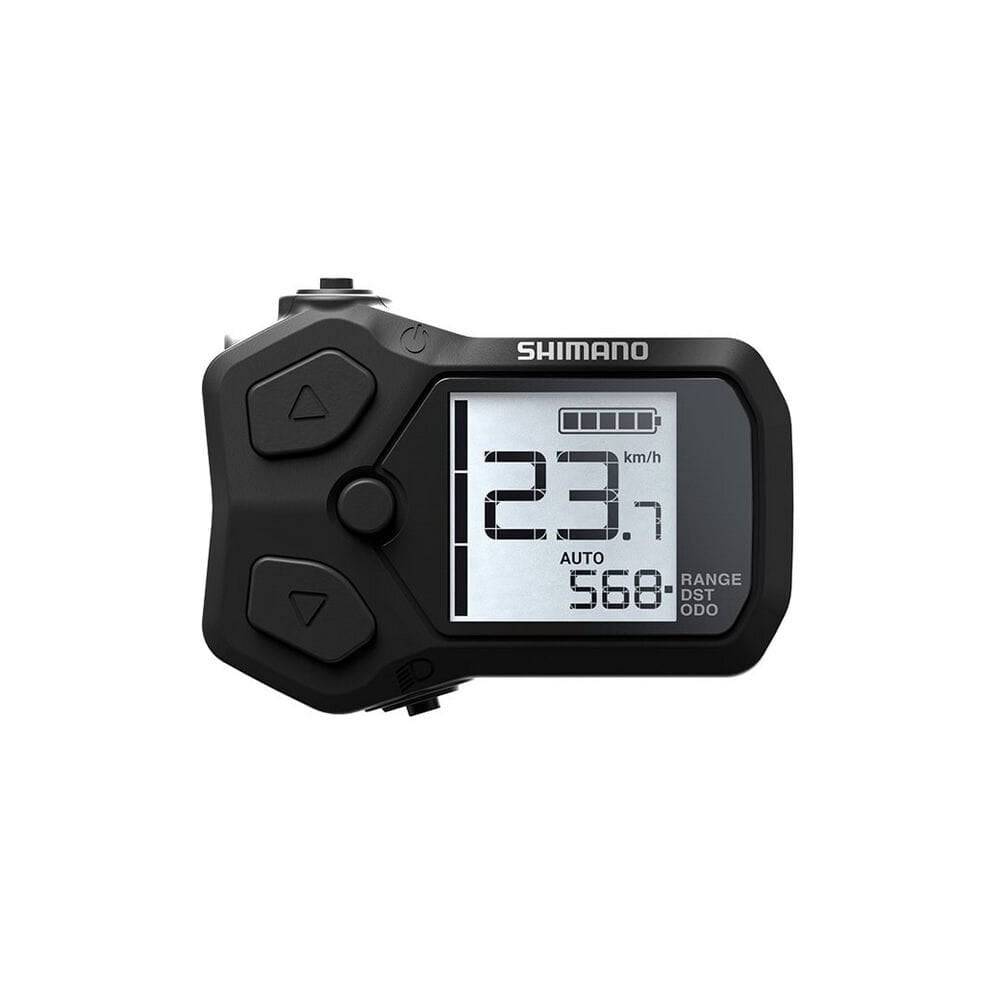 Shimano STEPS SC-EN500 e-bike cycle computer with I-Spec-EV mount and display info button, showing digital screen and controls
