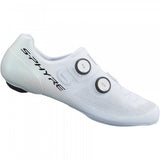 Shimano S-PHYRE RC9 road cycling shoes with black design, featuring dual BOA Li2 dials and sleek athletic style.