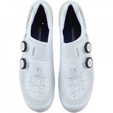 Shimano S-PHYRE RC9 road cycling shoes with black design, featuring dual BOA Li2 dials and sleek aerodynamic profile.