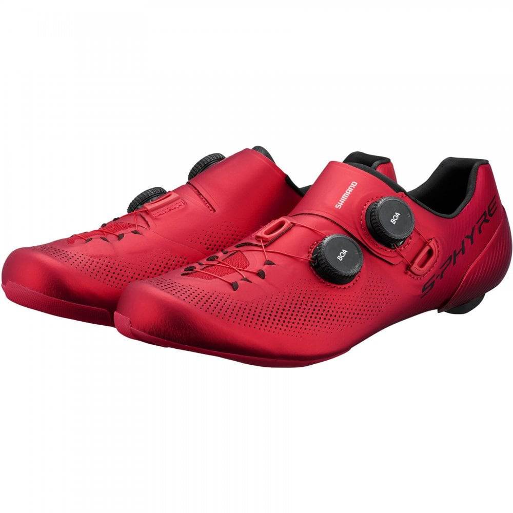 Shimano S-PHYRE RC9 RC903 road cycling shoes with black design and dual BOA Li2 dials for a secure fit.