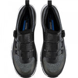 Shimano EX7 black mountain biking shoes with BOA L6 dial and ULTREAD EX outsole, designed for rugged MTB riding.