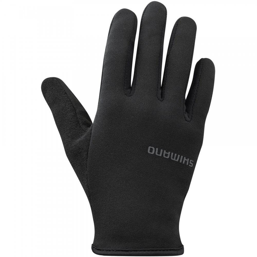 Shimano unisex light thermal gloves with touchscreen-compatible fingertips and durable palm for outdoor activities.