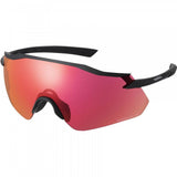 Shimano Equinox cycling glasses with interchangeable UV400 lenses, black frame, and sporty design for outdoor riding.