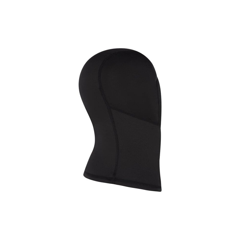 Madison black thermal cycling balaclava with moisture-wicking fabric, covering head and neck for outdoor cold weather activities.