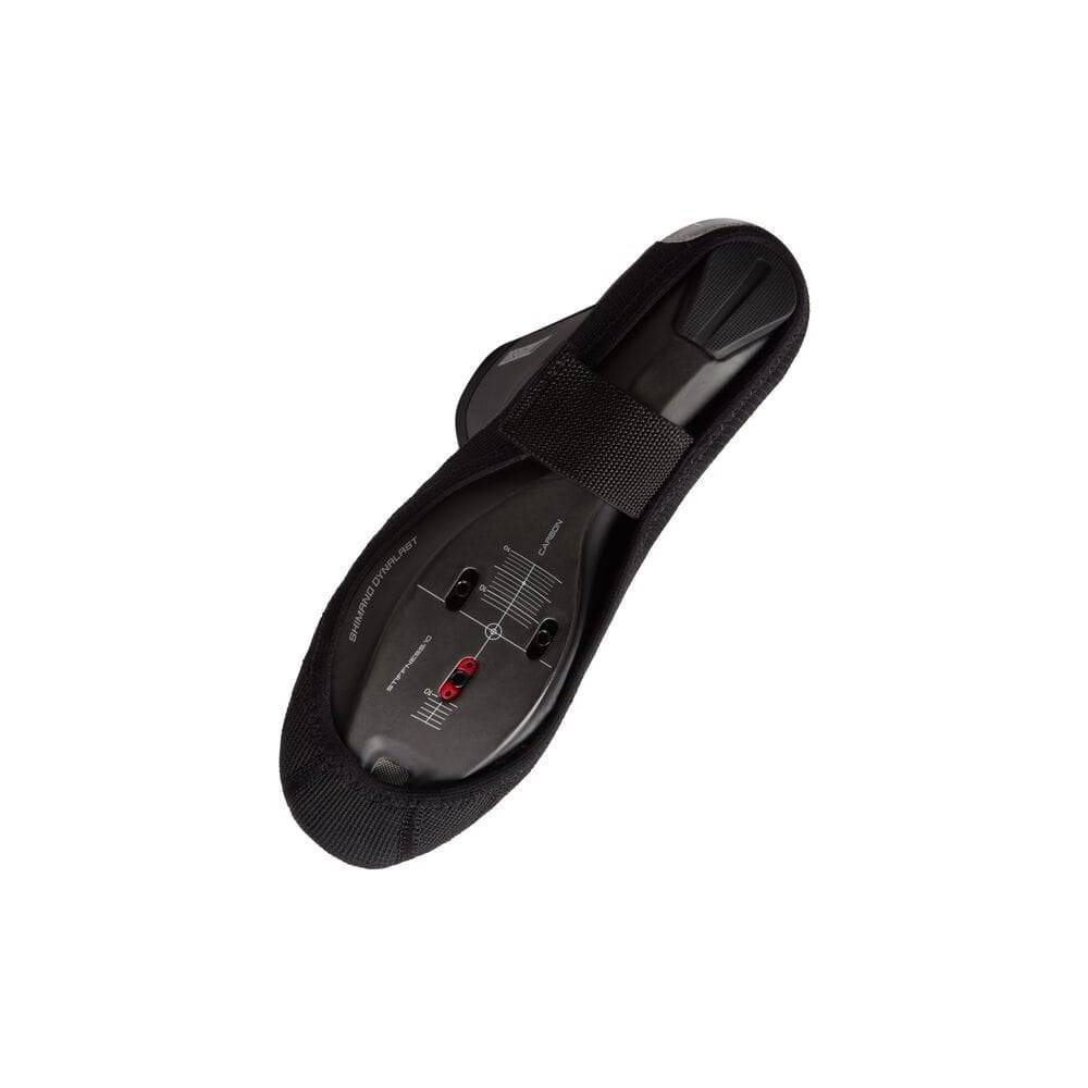 Madison Flux waterproof open sole overshoes for mountain bike shoes, shown in black, designed to protect cycling footwear from rain.