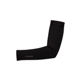 Madison DTE Stellar Tech Isoler thermal arm warmers with DWR coating, designed for cycling, showing black stretch fabric and reflective details.