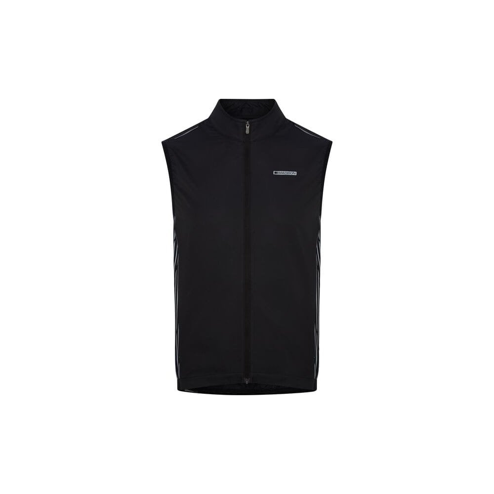 Madison Stellar Reflective Windproof Men's Gilet vest for outdoor activities, featuring high visibility and lightweight design.