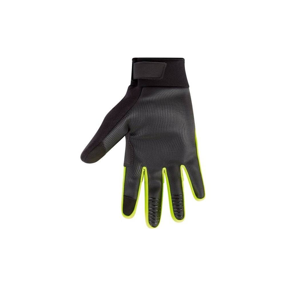 Madison Stellar waterproof thermal gloves with reflective safety stripes and touchscreen compatibility, designed for cold weather outdoor use.
