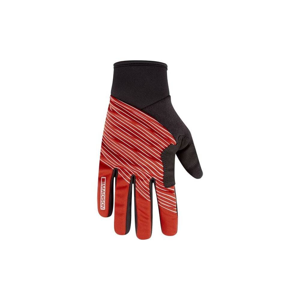 Madison Stellar reflective windproof thermal gloves with touchscreen fingertips and grip details, suitable for cold weather.