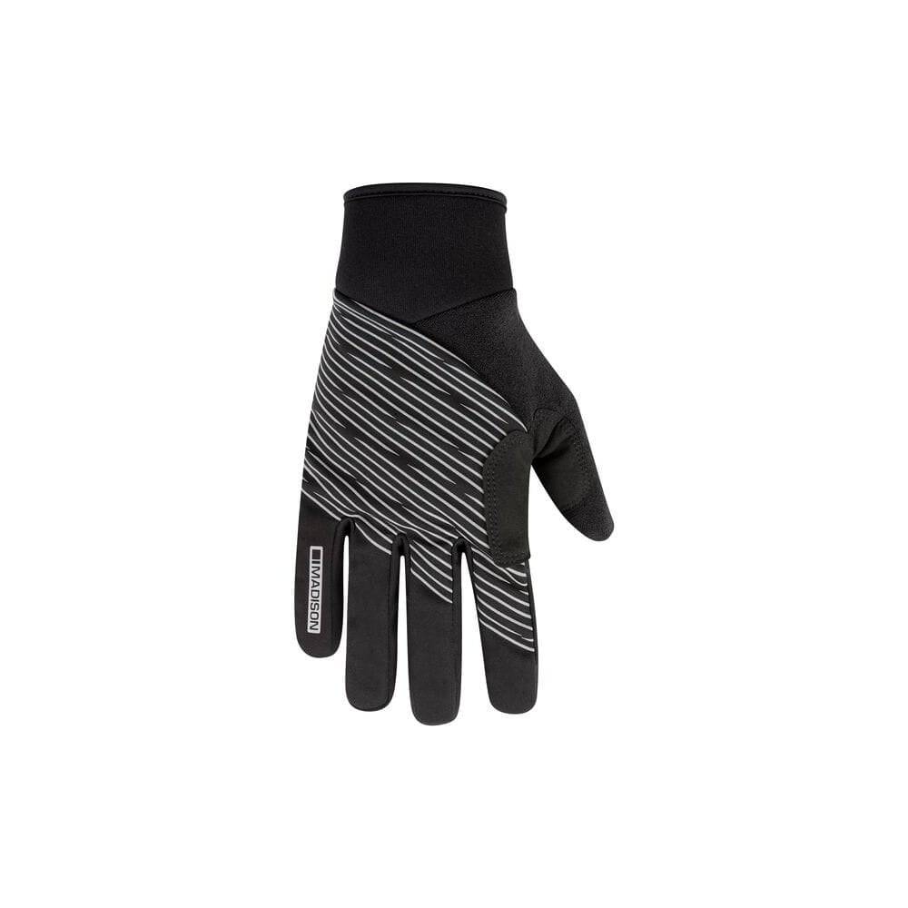 Madison Stellar reflective windproof thermal gloves with touchscreen fingertips and grip for cold weather outdoor activities.