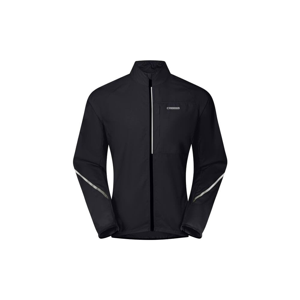 Madison men's packable cycling jacket with windproof and water-resistant features, shown folded and ready for outdoor riding.