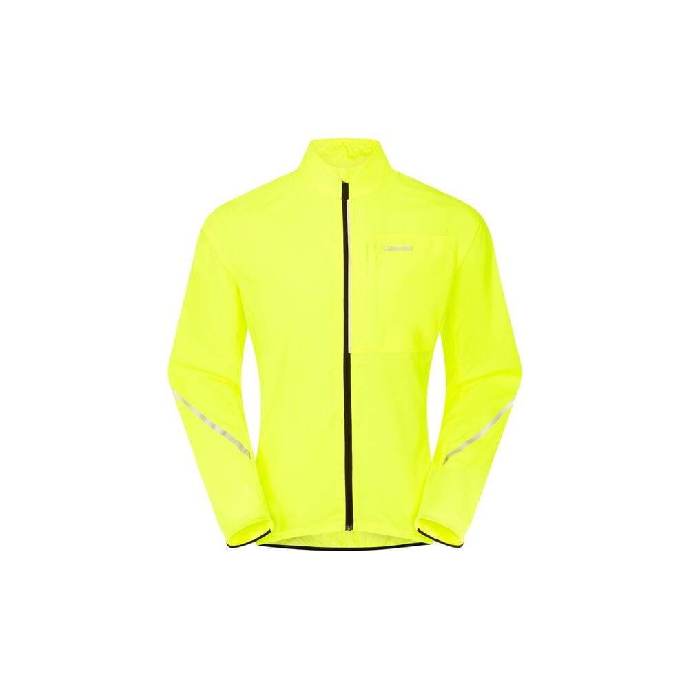 Madison men's packable cycling jacket with windproof and water-resistant features, shown folded and ready to wear.
