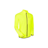 Madison men's packable cycling jacket with windproof and water-resistant features, shown folded and partially extended.