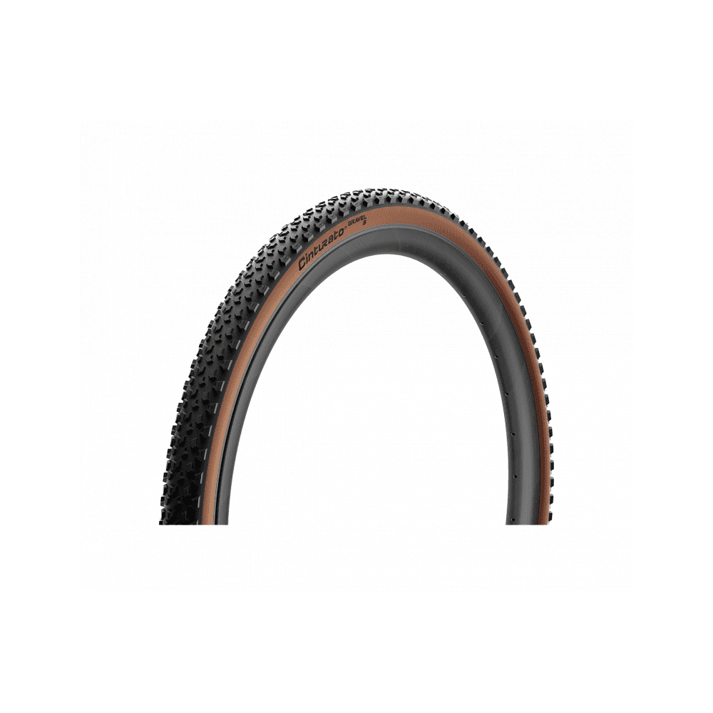 Pirelli Cinturato Gravel S Classic tan 700x40c tubeless-ready tyre with SpeedGRIP TechWALL for gravel biking.