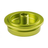 DVO bladder air cap for Jade rear shock suspension component, close-up view showing valve and branding details.