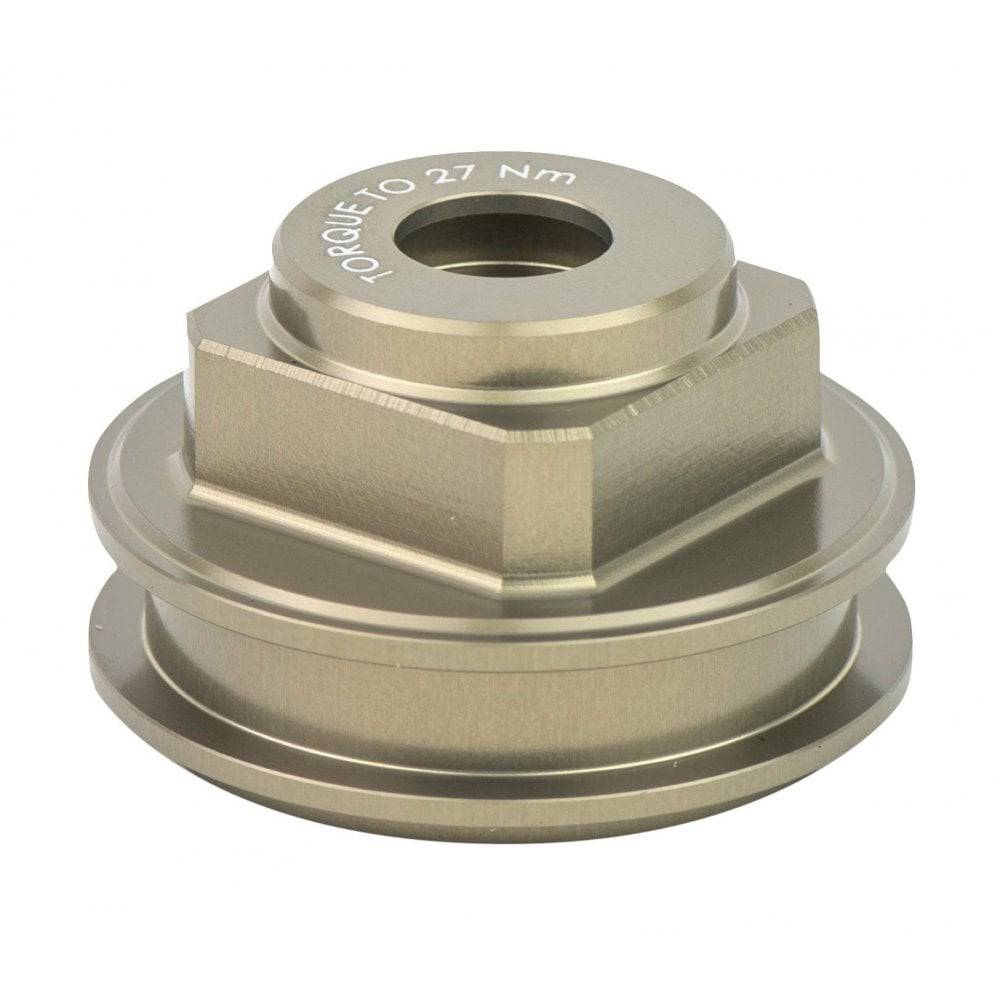 DVO damper end cap for Topaz rear shock, durable replacement component, showing the precise fit and finish.