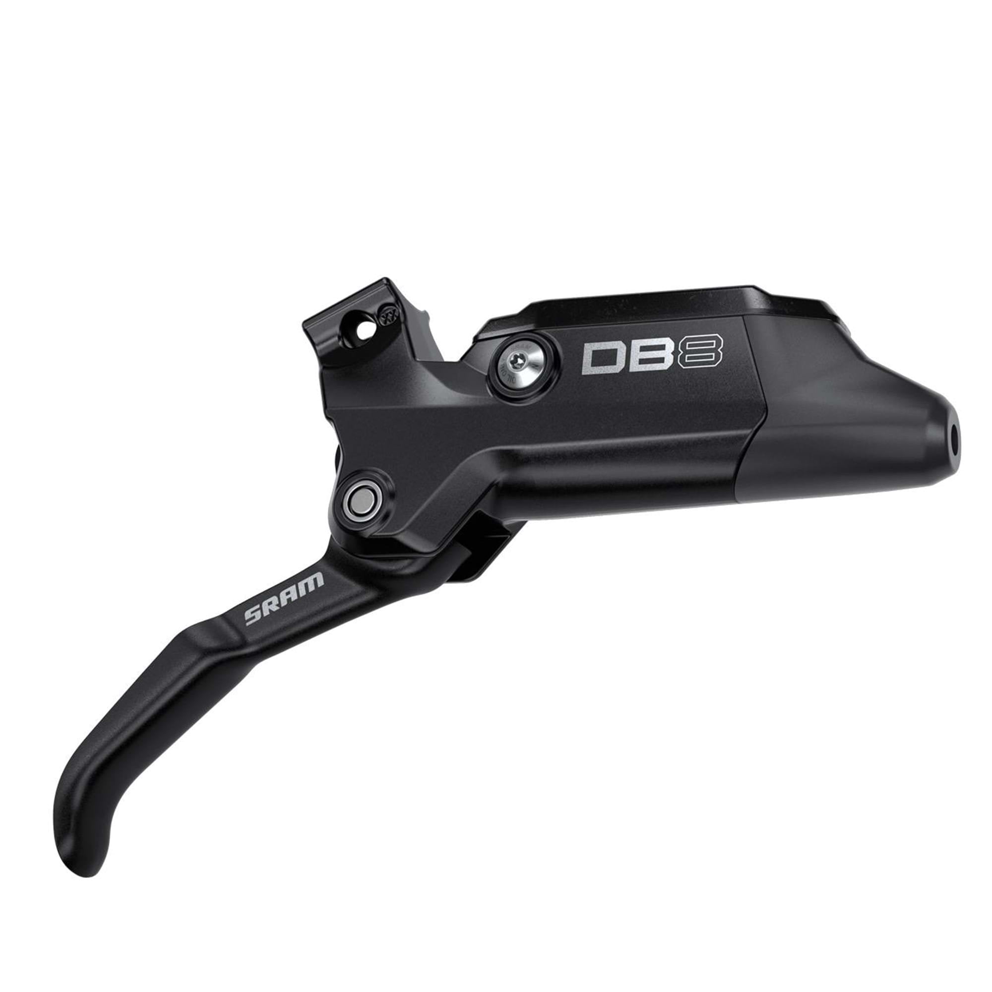 SRAM DB8 mineral fluid disc brake lever assembly in diffusion black ano with aluminum construction, no hose included.