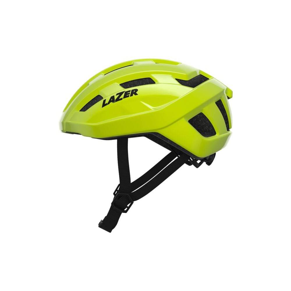 Lazer Tempo KinetiCore helmet with adjustable fit, LED light mount, unisex design, showcasing the helmet's ventilation and safety features.