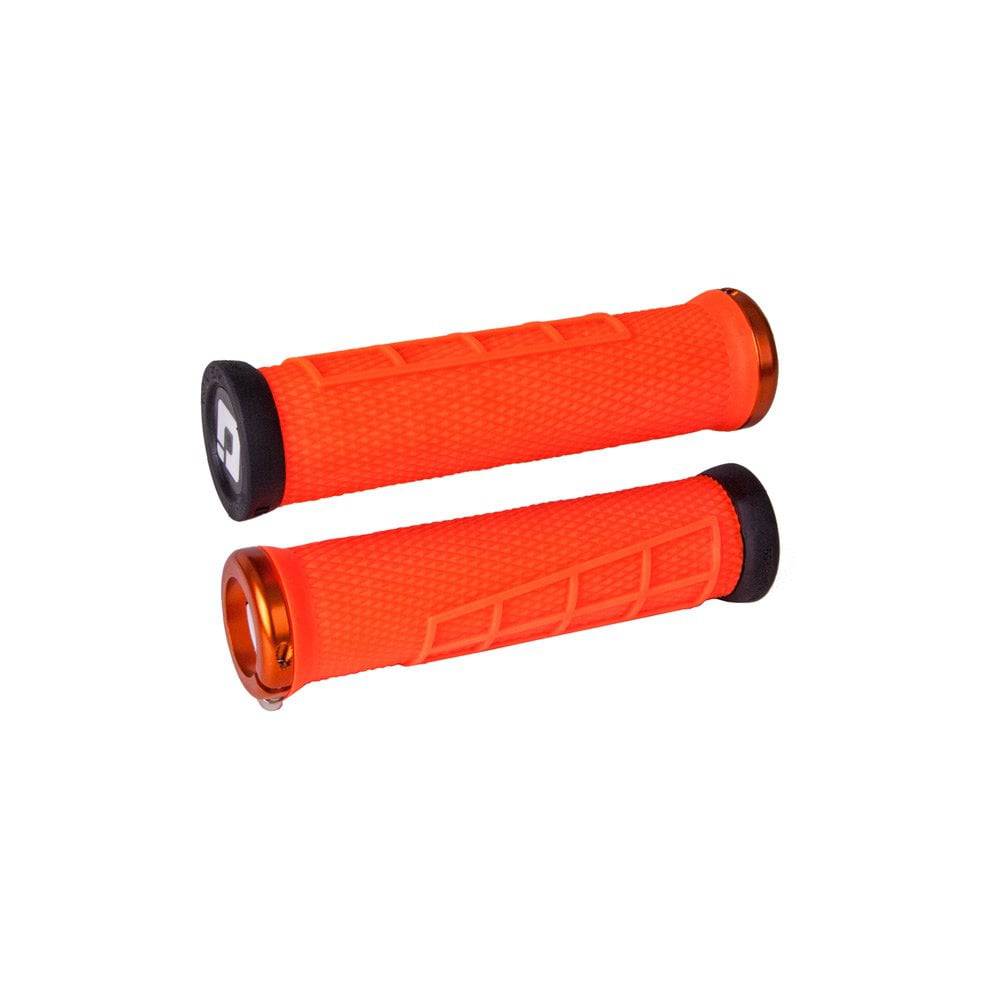 ODI Elite Flow MTB lock-on grips with targeted padding and enhanced traction, designed for mountain bike handlebars.