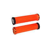 ODI Elite Motion MTB lock-on grips with Version 2.1 clamp system for mountain bikes, featuring textured rubber for grip and comfort.