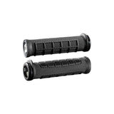 ODI Elite Pro MTB lock-on grips with ergonomic design and durable ends, suitable for mountain bike handlebars.