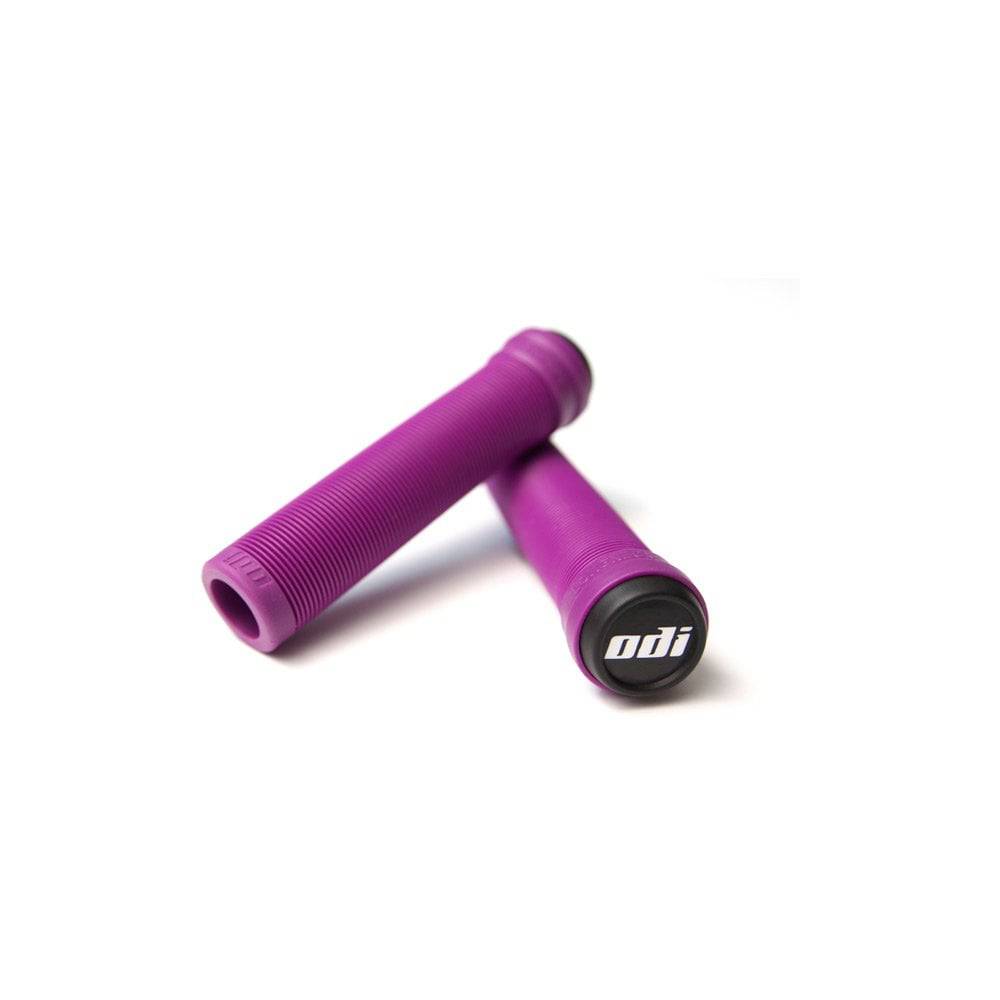 ODI Longneck Pro Soft BMX and scooter grips with push-in end plugs, black rubber handles for comfortable riding.