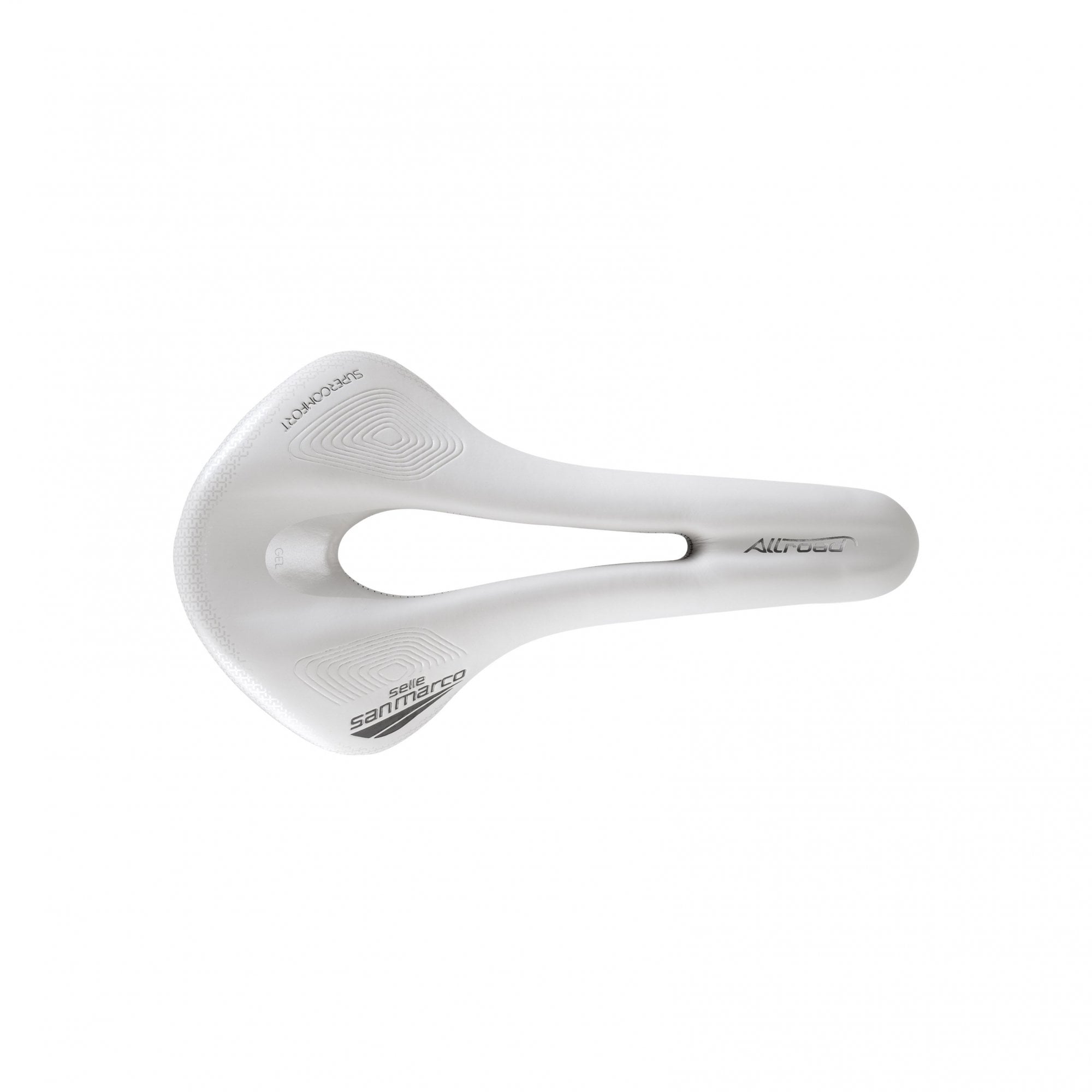 Selle San Marco Allroad Supercomfort racing saddle designed for gravel biking and bikepacking, featuring ergonomic cushioning and durable cover.