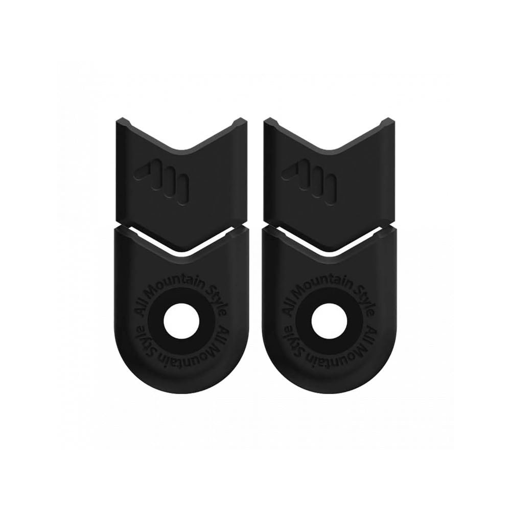 All Mountain Style crank defender frame protection stickers on a bike frame, designed to prevent damage during mountain riding.