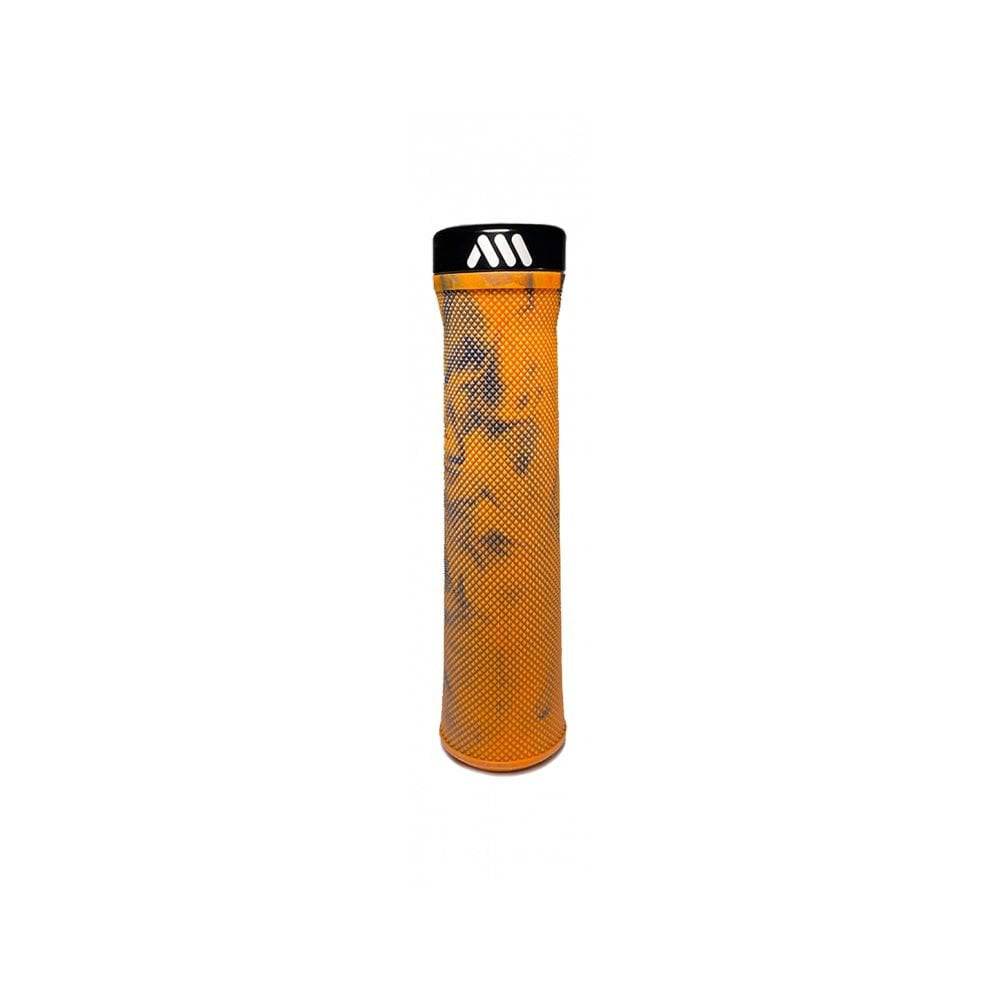 All Mountain Style Berm MTB grips with tapered design and locking collar, showcasing textured rubber for improved grip and control.