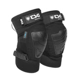 TSG Tahoe Cap A knee protection pad with hardcap and impact foam for riding, shown on a rider in action.