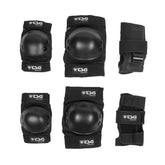 TSG BMX shinpads with removable splint and adjustable Velcro straps, designed for protective BMX clothing.