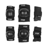 TSG BMX shinpads with removable splint and adjustable Velcro straps, designed for protective BMX clothing.