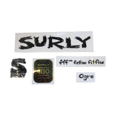 Surly MDS dropouts spares and accessories for bike frames with headbadge, featuring metal components and mounting hardware.
