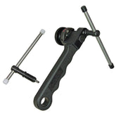 Rohloff Revolver 3 chain tool hub spares with case for single to 11-speed chains, mounted on a workbench.