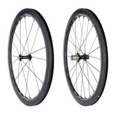 Princeton CarbonWorks Peak 4550 rim brake wheels for road cycling, featuring lightweight carbon rims and White Industries hubs.
