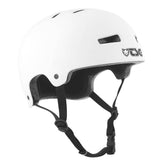 TSG Evolution helmet in black, slim fit design, suitable for biking, skateboarding, and BMX protection.