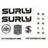Surly Bikes frame stickers and decals for custom bike personalization, featuring bold Surly branding and design details.