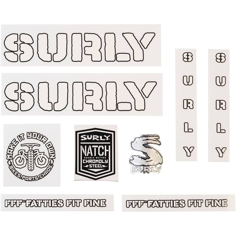 Surly Bikes frame stickers and decals for customizing your bike with bold, colorful Surly brand graphics and designs.