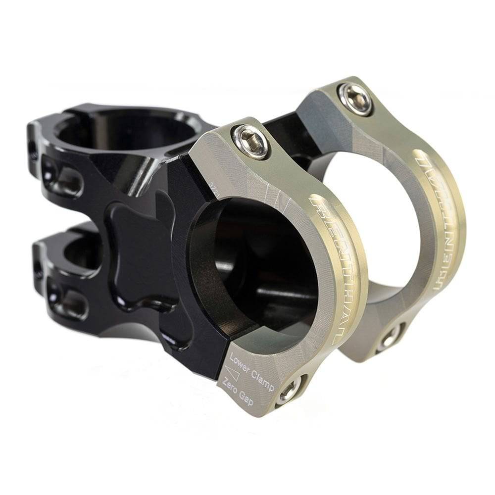 Renthal Apex mountain bike stem with adjustable 6° rise/drop and 240° clamp design, featuring lightweight aluminum construction.