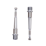 HT Components replacement bike pedal axles, showing metal spares and accessories for bike maintenance and repair.