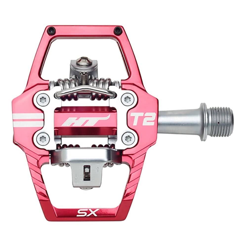 HT Components T2-Sx BMX flat pedals with durable grip, smooth rotation, and metal pins for enhanced control and stability.