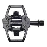 HT Components T2-Sx BMX flat pedals with durable grip and smooth rotation, shown with metal pins and textured pedal surface.