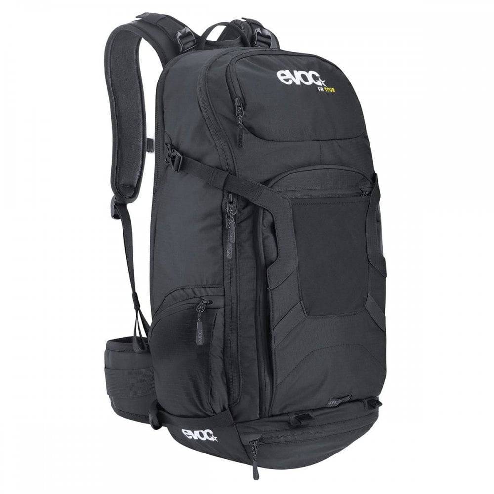 EVOC FR Tour Protector Backpack 2019 in black with 30L capacity and LITESHIELD back protection, designed for cycling accessories.