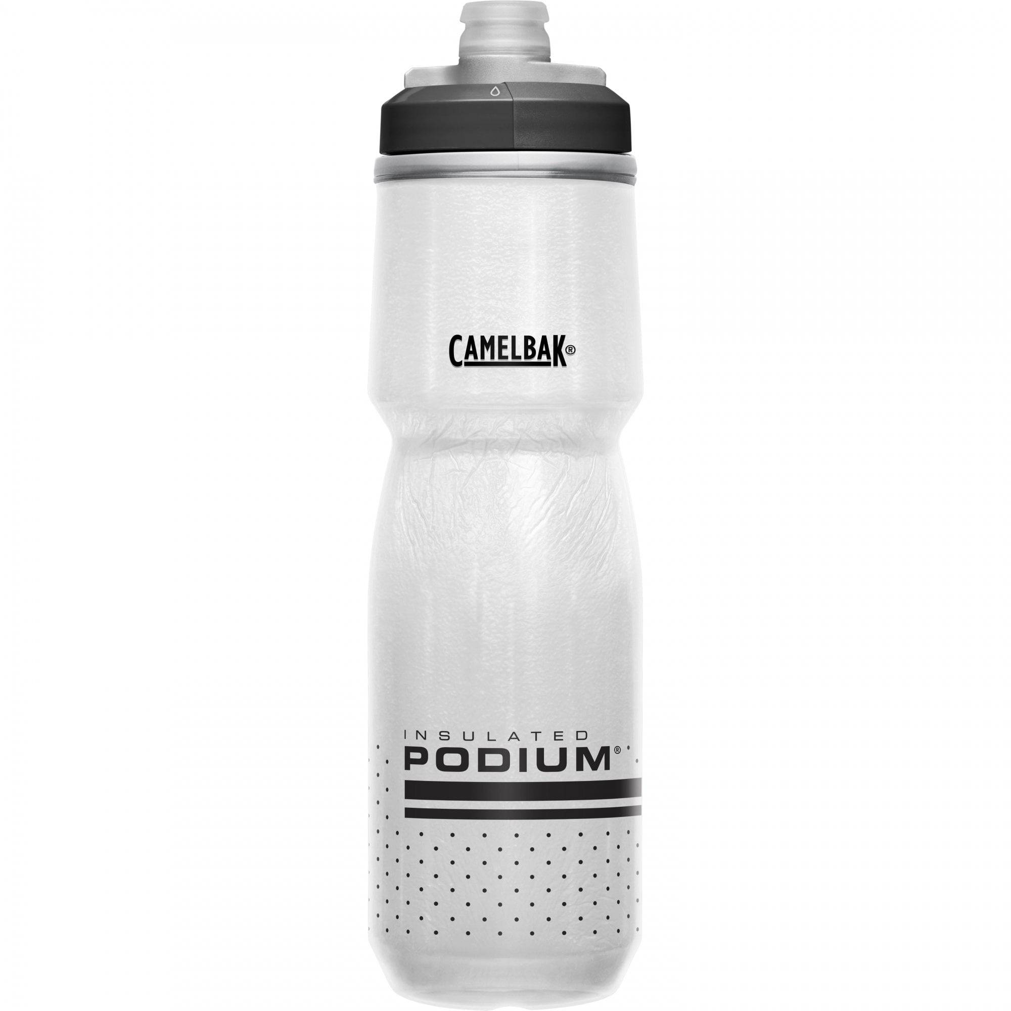 CamelBak Podium Chill insulated 700ml cycling water bottle with a spill-proof nozzle and ergonomic grip for cold hydration.