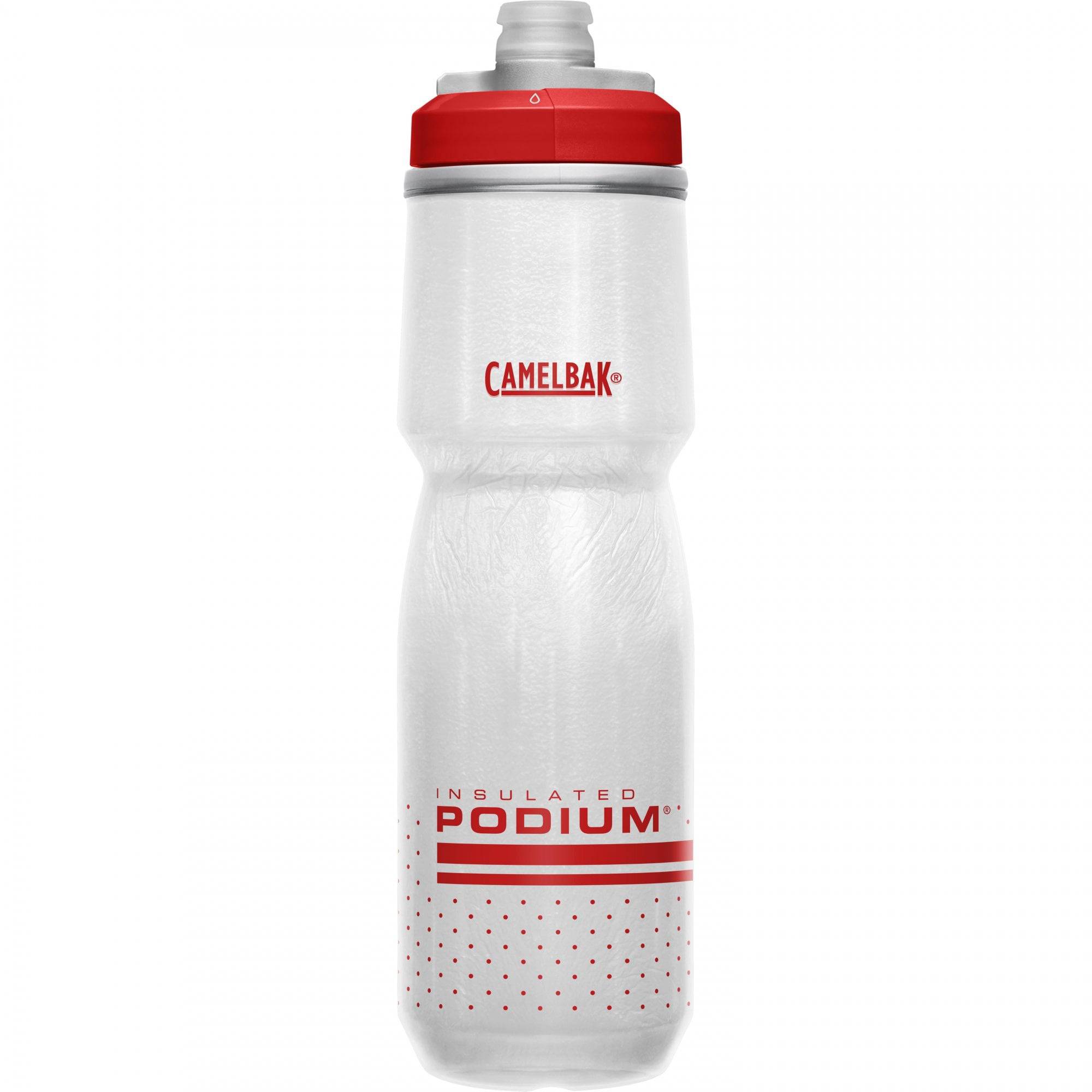 CamelBak Podium Chill insulated 700ml cycling water bottle with a squeeze cap and ergonomic design for cold hydration.