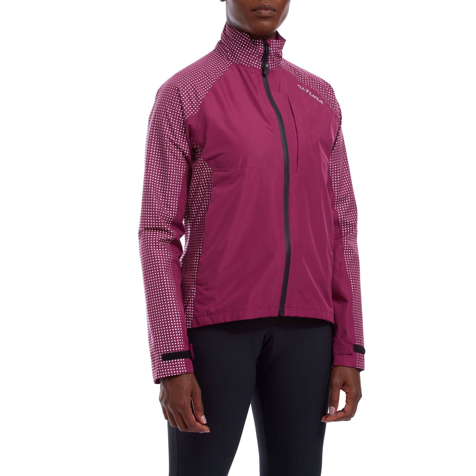 Altura Nightvision Storm women's waterproof cycling jacket with reflective details and breathable vents, designed for outdoor biking.